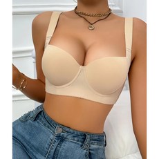와이드 스트랩으로 어깨 부담을 줄여주는 편안한 브라 여성 리프팅 볼륨 브라 | 데일리 와이어 브라