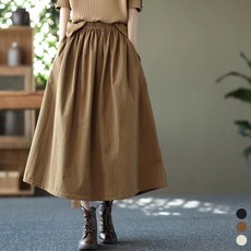 봄여름 밴딩 A라인 스커트 순면 루즈핏 빅사이즈 박시핏 여성치마 오버핏 M-4XL 데일리 3컬러