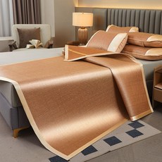 夏季涼蓆藤席三件套午休牀可摺疊學生宿舍加厚席子冰絲席軟席批發, 餅乾花