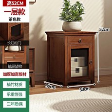 楠竹新中式茶架子茶櫃 博古架置物架 茶室茶具收納展示櫃, 1個, 長虹亞克力門茶色帶抽一層-升級加固