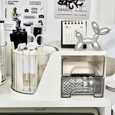 2IN1 서랍 펜트레이 데스크 테리어 회전 펜꽂이 홀더 오거나이저 986000ea (개), 본상품