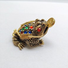 鑄造三足金蟾鏤空擺件辦公室客廳家居桌面擺放送朋友創意禮品, 1個, 鑲佔三足金蟬(復古):小號6.8I4I3