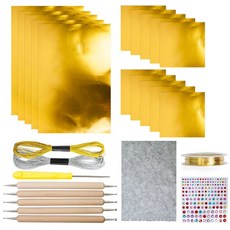 금속 공예 호일 종이 양각 엠보싱 금박 은박 압연 그리기 DIY 키트 알루미늄 아트 미술 만들기 세트, 금박 세트