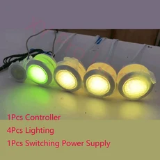 RGB 수중 목욕 조명 AC12V 100mA 68MM 크롬 도금 얼굴 다채로운 표면 잠수정 LED 풀 램프, 03 1M-4T