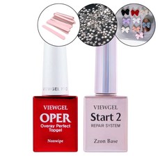 뷰젤 오빠탑젤+쫀베이스젤 2종 세트+파츠 30알, 1개, 10g, 투명