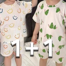 구빠방 남아 루즈핏 반팔 반바지 파자마 투피스 세트