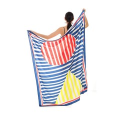 아마포 스트라이프 기하학 스카프