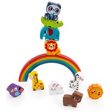 하이판다 동물 원목 무지개 밸런스퍼즐 원목블록, 11피스, 1세트