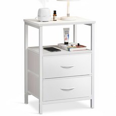 KOTTII 침대 협탁 서랍장 사이드 테이블 수납 선반, 화이트 40 cm, 1개