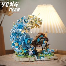 숲속 통나무 집 블록 세트 조립 하우스 여아 남아 공용 레고호환 장난감 생일 선물 새로운 빌딩 숲 퍼즐, 달의 목조 주택 조명