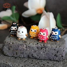 오방에서 복이 들어오는 오방색 오복 부엉이 세트 행운 재물 인테리어 미니어처 장식품