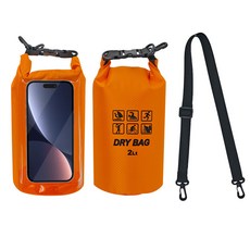 透明視窗防水袋 2L 適用於戶外玩水, 橙色