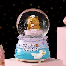 금성여자 스노우볼 트리 오르골 1개 장식 크리스마스, 2470C 카피바라 블루