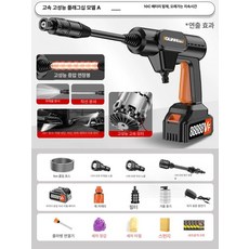 세차 스프레이건 베란다용 워터건 연결형 무선 고압분사기, 집중 89998 150배터리 1배터리 5m호스, 1cm