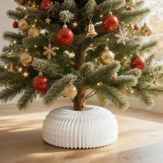 Fenyluxe 50cm(19.75인치) 벌집 크리스마스 트리 칼라 접이식 종이 베이스 커버 바스켓 스커트 대체품 모던 미니멀리스트 홀리데이 장식용 1.2~2.1m(4~7피, 화이트