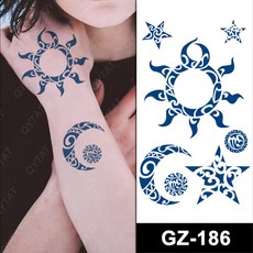 데이브렉 신개념 무광청색 리얼 타투 스티커 200종, GZ-186, 1개