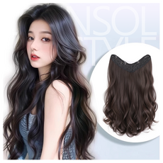 르빈솔 빅웨이브 S컬 똑딱이 붙임머리 반가발 60cm 부분가발 볼륨머리 여신 피스가발 가발 헤어피스, 1개, 모카브라운 60cm