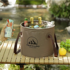 봄 나들이 고급 감성 캠핑 20L 다용도 바스켓 접이식 물통 설거지통 체험학습 소풍 방학 여행, 베이지
