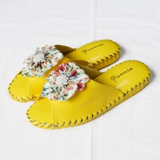 거실화 에나멜왕꽃 여성 가죽실내슬리퍼 5color, 4.옐로우, 1개