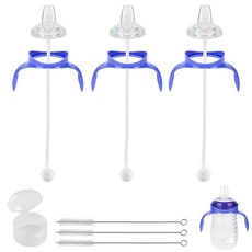 Sippy Cup Lansinoh 아기 젖병용 소프트 스파우트 변환 키트 실리콘 빨대 젖꼭지가 있는 유아 전환 키트 무게감 있는 빨대 병 손잡이 클리닝 브러시 3팩, Sippy Cup Soft Spout Conversio