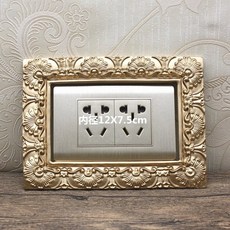 台灣本土貨 開關保護套開關裝飾北歐式樹脂開關貼118型田園創意開關貼開關插座面板裝飾框保護套, 12x7.5（064金色）