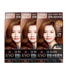 려 우아채 한방크림염색 염모제 6종, 7O 오렌지브라운, 3개