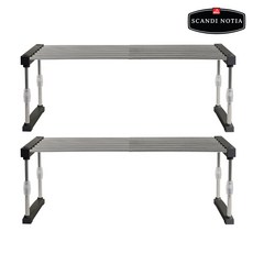 스칸디노티아 폭조절 높이조절 스텐레스 만능선반 2종세트, 블랙, 1개