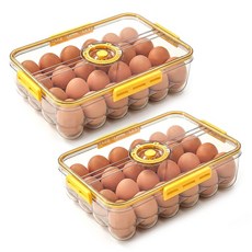 세정컴퍼니 계란 트레이 2P 락 보관함 냉장고 달걀 케이스 24구, 옐로우