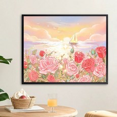 실십자수 꽃 패키지 자수실 십자수, 유화 패키지+고급 외부, 40x50, r0087 튤립, 1개