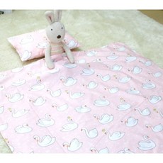 [KC인증] 아기 유아 어린이집 여름 순면 홑이불+베개 커버 세트, 1세트, 백조