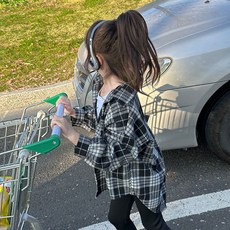 女童格子衫 兒童薄款格子衫 新款春秋洋氣格子上衣 長袖外穿潮