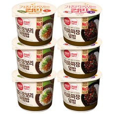 CJ제일제당 컵반 강된장 보리 비빔밥 280g x 3p + 직화 볶음 짜장덮밥 280g x 3p, 6개