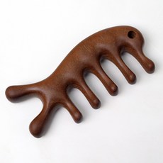 딜리스타 홍 원목 경락 자극으로 목 어깨두피 마시지 바디 페이스 괄사, 1개, 딥브라운