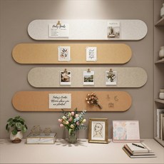 데이엘라 120cmX20cm 4개 1세트 무타공 부착식 대형 펠트보드 사진 게시판 접착식 알림판 환경판, 코지 라떼