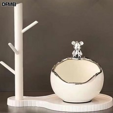 DFMEI 暴力入戶玄關擺件鑰匙收納進門門口鞋櫃客廳裝飾品喬遷新居禮品, 收納擺件套裝-白銀