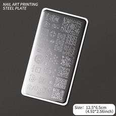 네일 템플릿 꽃 잎 스탬핑 플레이트 이미지 전송 기하학적 스테인레스 스틸 스텐실 아트 몰드 도구, 옵션73) TL-YICAI25, 1개