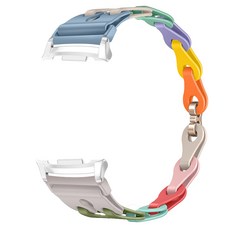 더조은셀러 커넥프리 프랑코 실리콘 고리 스트랩 갤럭시 워치8 클래식 44mm 40mm 호환, 싱글라인, 컬러믹스(실버커넥터)