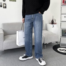 大尺寸貓鬚半寬男款牛仔褲牛仔褲