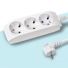 일신 멀티코드 3구 접지 멀티탭, 1개, 화이트 16A, 2m