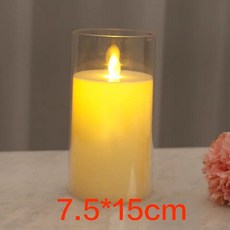 LED 전자 흔들리는 촛불 무드등 리얼 감성 차박 웨딩 파티 프로포즈 조명, 10_플라스틱투명덮개7.5x15cm