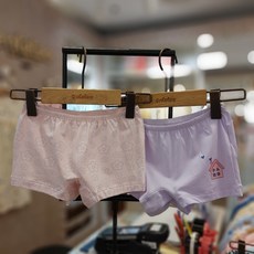 앙떼떼 2001중계점 여아 어린이 면 모달 사각팬티 보라색 미디팬티 2매 세트 신축성좋아요