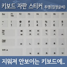 노트포유 자판스티커 4컬러 직구 노트북 키보드 지워진 키캡 필수, 투명_검정글씨, 1개
