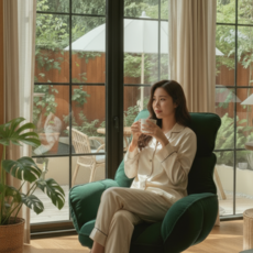 WellBack 중역의자 컴퓨터 의자 클래식 리클라이너 침대형의자 소파 게이밍용 사무용 170도 각도조절 생활방수, 숲속그린