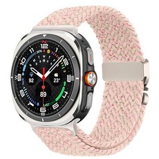 삼성 갤럭시 워치 울트라 47mm 2025/2024 와 호환되는 나일론 땋은 밴드 여성용 엘라스틱 버클, Starlight Pink