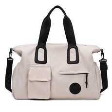 大容量防水運動包，女用待產包、短途旅行收納包、耐用休閒健身包、瑜伽包, 米白色