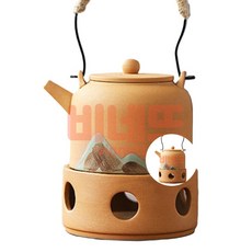 힐링타임 도자기 티워머(라이트브라운) 티포트 히터 차도구 무쇠받침대 티팟 가정용