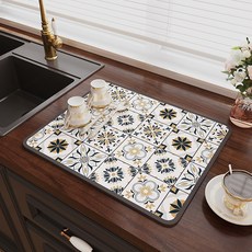 GUDU 타일 패턴 주방 매트 규조토 설거지 건조 흡수 건조대 40*50cm, 1개입, C