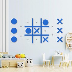 DUOLYBC 마그네틱 틱톡 토 벽걸이 게임 게임룸 데코 홀웨이 플레이룸 모던 월 룸 교실 및 사무실용 스티커 가족 친구를 위한 최고의 선물 파란색, Blue Tic Tac Toe, 16.5×16.5 inch