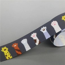 DHK 7/8 ''5 야드 고양이 개 발 인쇄 Grosgrain 리본 액세서리 재료 모자를 쓰고 있죠 장식 DIY 봉제 공예 E2035, 16319, 22mm, 1개