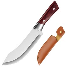 不銹鋼剔骨刀 切雞腿刀魚刀分骨刀 剔羊骨 剔豬大骨屠夫刀實木手柄 砍骨刀 切肉刀 工學力學刀, 1個, 新款(送皮套), 紅色